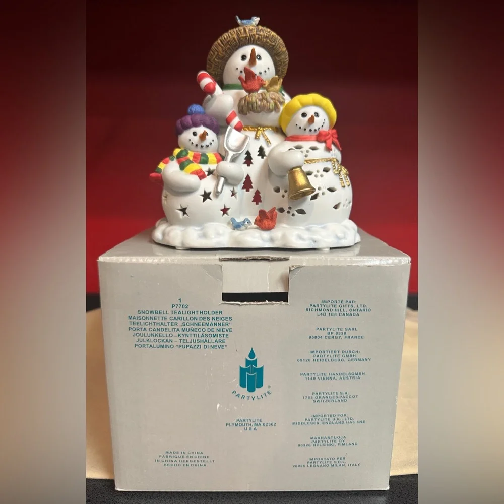 PartyLite Ceramic Snowbell Tealight Holder Original Box Retired 6.25”x7”x5.25” - Picture 1 of 9